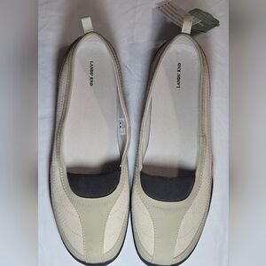 Lands' End Women's Cream and Black Flats